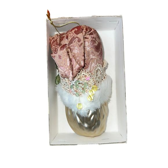 Vintage Victorian Santa Class Dillard's blown glass ornament pink hat - Picture 7 of 8